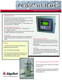 Thumbnail of document Data Sheet - OxyMaster 16TDP Oxygen & Dew Point Analyzer